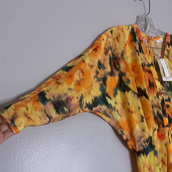 MANGO Flower Patterns Casual Flared V-Neck Long Sleeves Long maxi dress size 2 - Picture 3 of 11